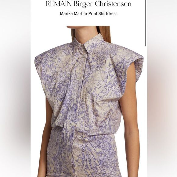 🎀 NWT Remain Birger Christensen marika marbled print shirt dress us 10 - Picture 7 of 16